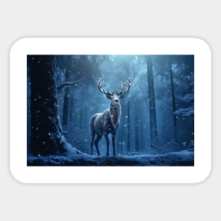 Stag Deer Animal Wildlife Wilderness Colorful Realistic Illustration Sticker